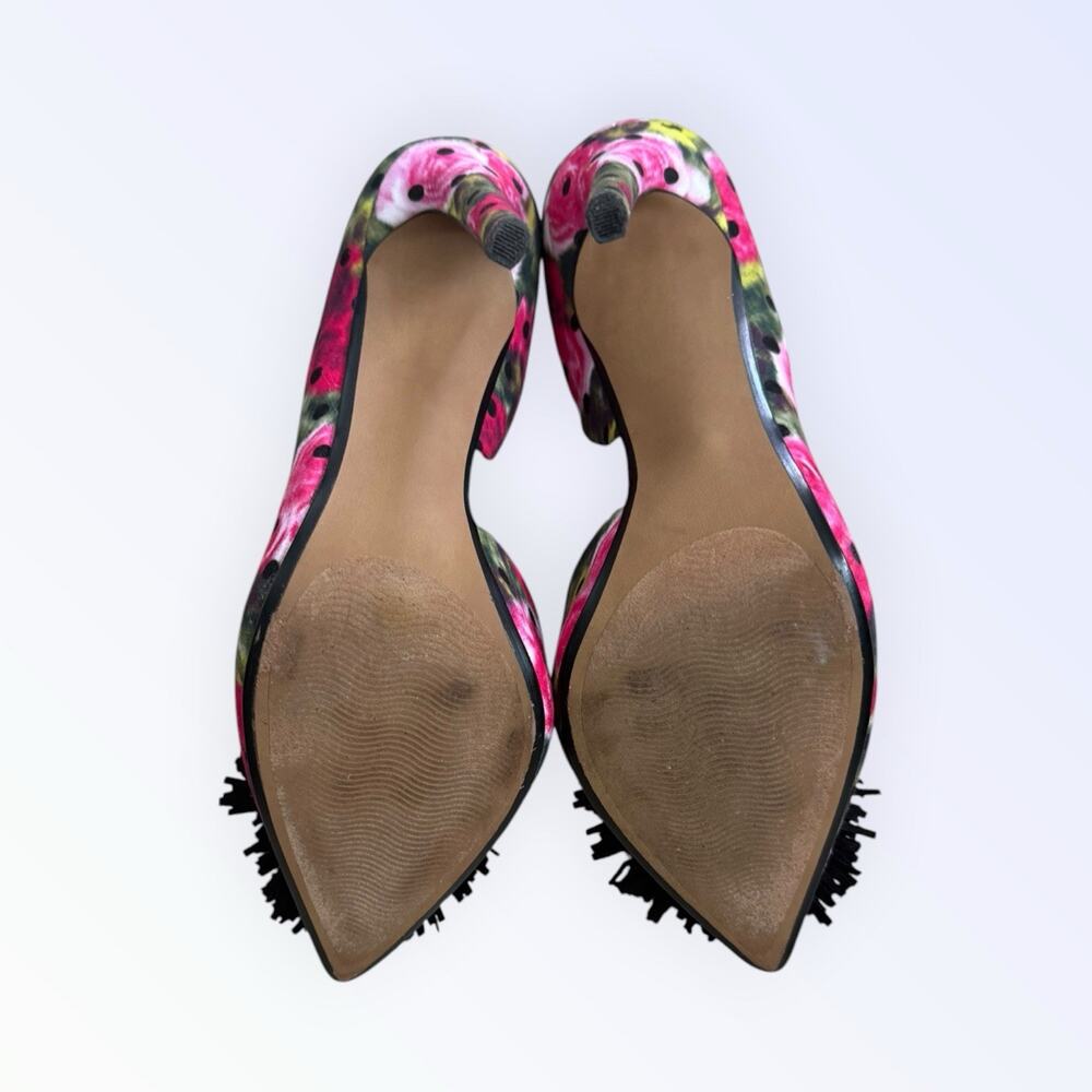 Betsey Johnson Harly Floral Polka Dot Pom Pom Pointed Toe Stiletto Pumps Heels 7 - Picture 5 of 7